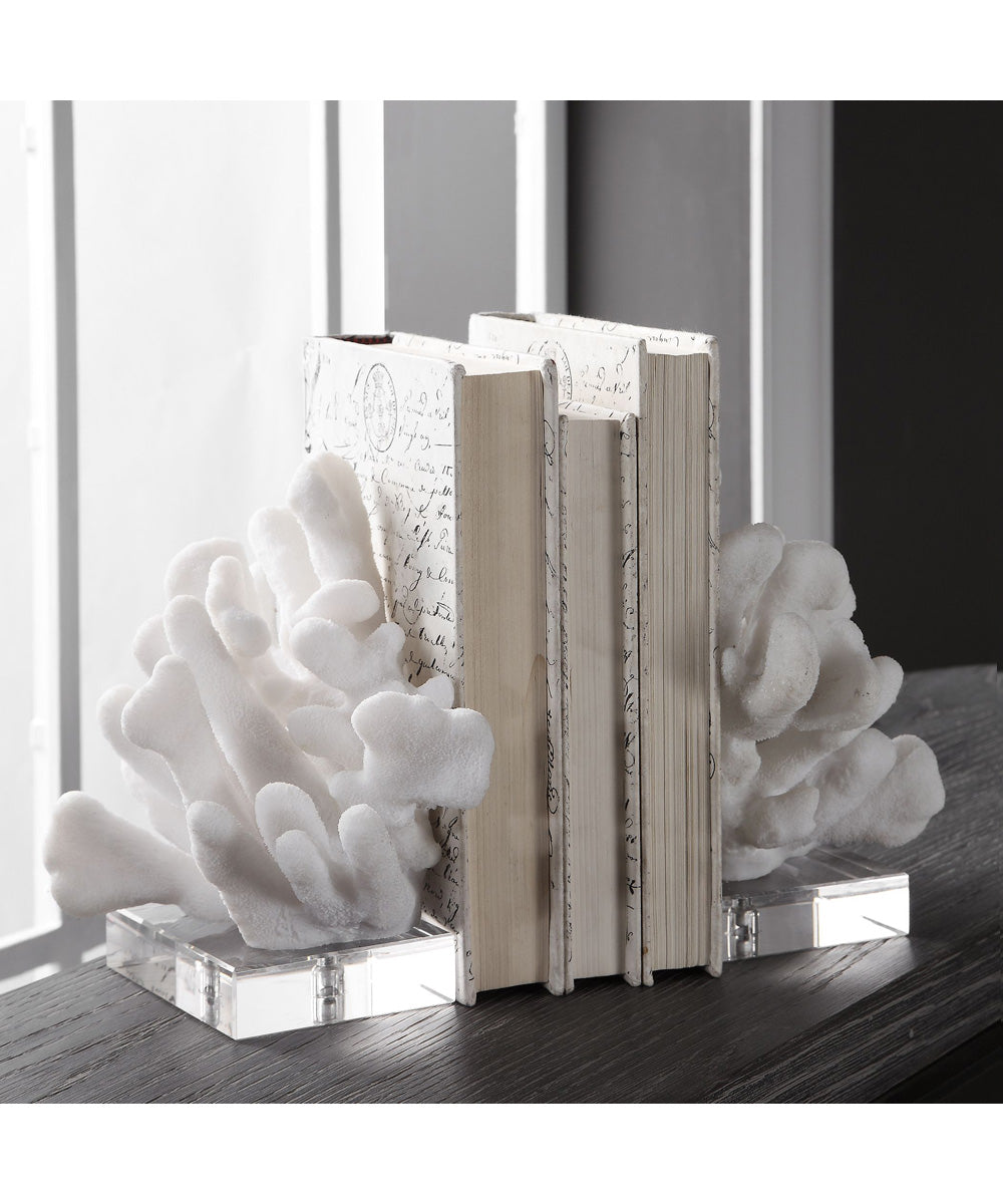 Charbel White Bookends, Set of 2