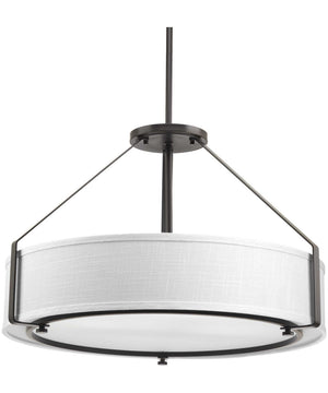 Ratio 4-Light Fabric Shade Coastal Pendant Light Antique Bronze