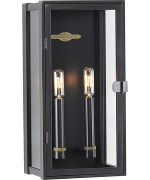 Stature 2-Light Clear Glass Transitional Style Medium Outdoor Wall Lantern Oil Rubbed Bronze