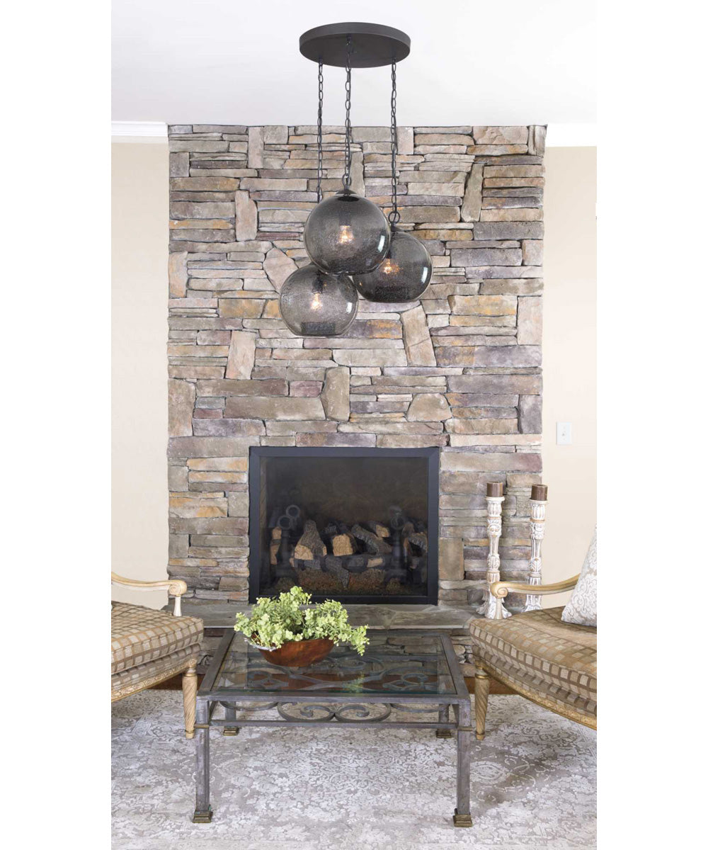 Malbec 1-Light Smoked Textured Glass Global Pendant Light Graphite