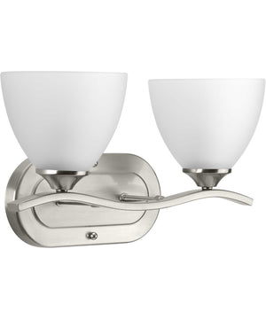 Laird 2-Light Etched Glass Traditional Bath Vanity Light Brushed Nickel