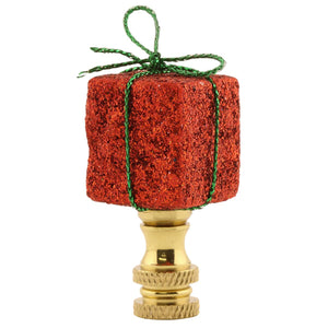 Red Christmas Gift Lamp Finial 2.25"h