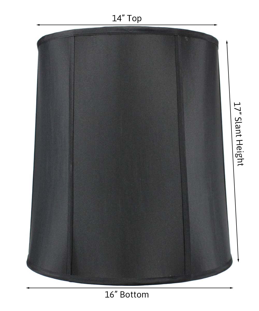 14"x16"x17" Large Drum Lampshade Black Shantung, Large Cylinder Replacement Lamp Shade for Tall Table Lamps