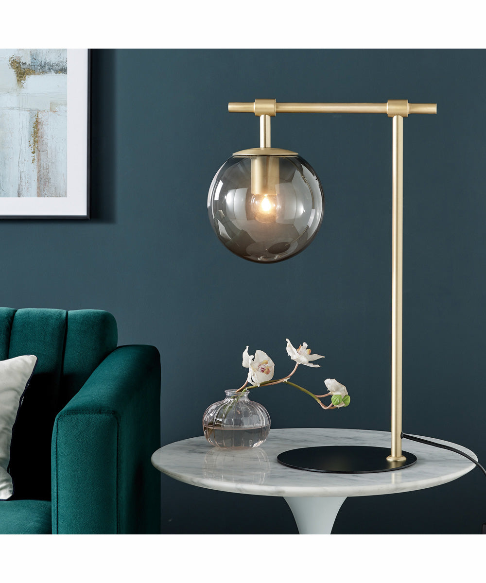 Lencho 1-Light Table Lamp Gold/Smoke Glass Shade