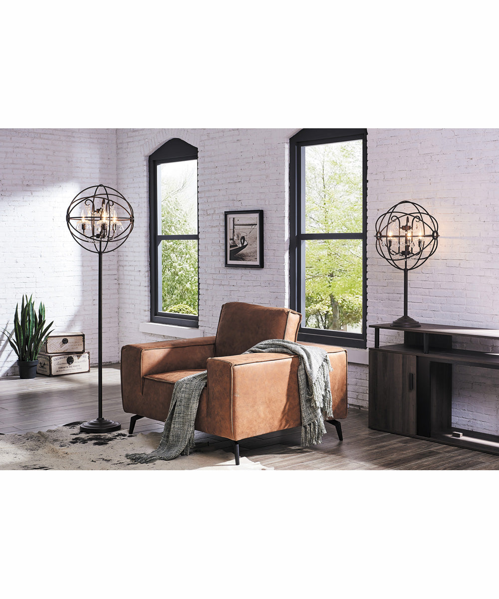 Winona 3-Light Table Lamp Ant./Brz/Metal Shade/Crystal Decorations