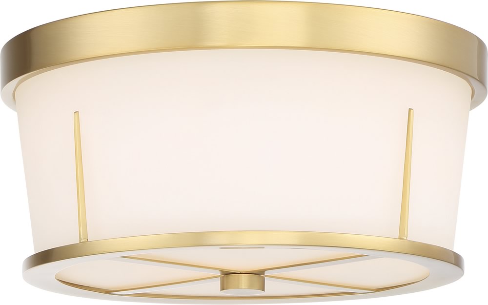 13"W Serene 2-Light Close-to-Ceiling Natural Brass