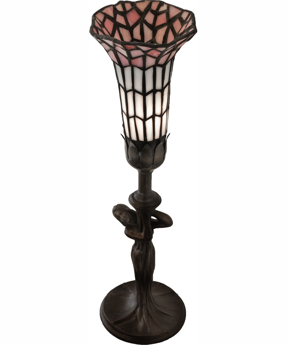 15" High Stained Glass Pond Lily Nouveau Lady Accent Lamp