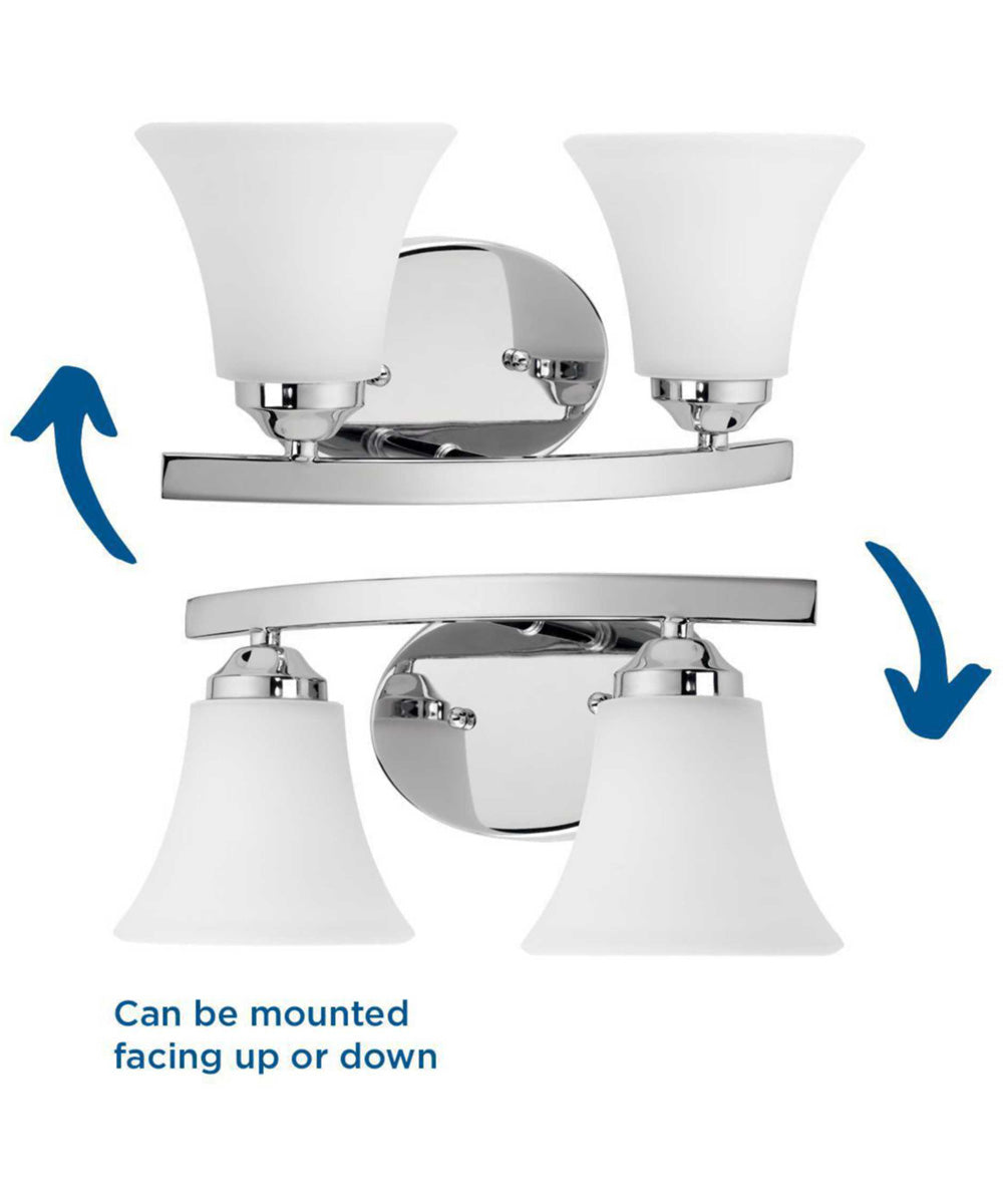 Adorn 2-Light Etched Glass Traditional Bath Vanity Light Polished Chrome