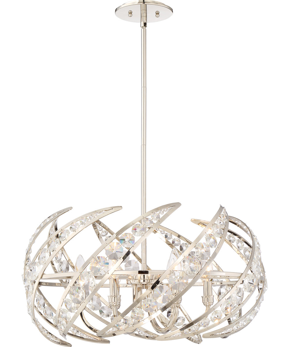 Crescent 6-light Pendant Polished Nickel