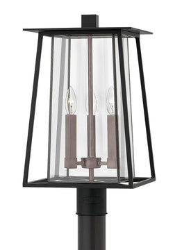 21"H Walker 3-Light Outdoor Pier Post Light in Black