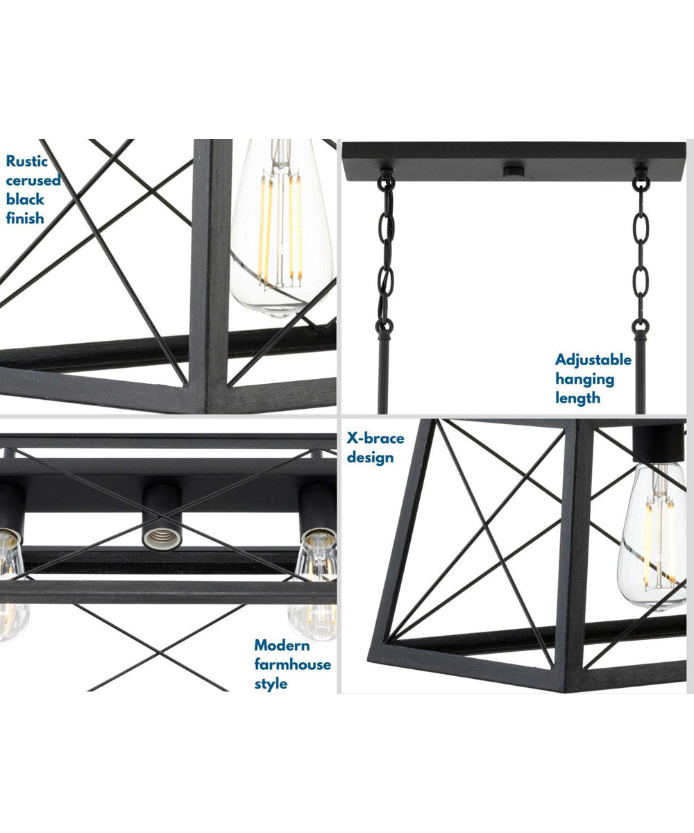Briarwood 5-Light Textured Cerused Black Farmhouse Style Linear Island Chandelier Light Textured Black