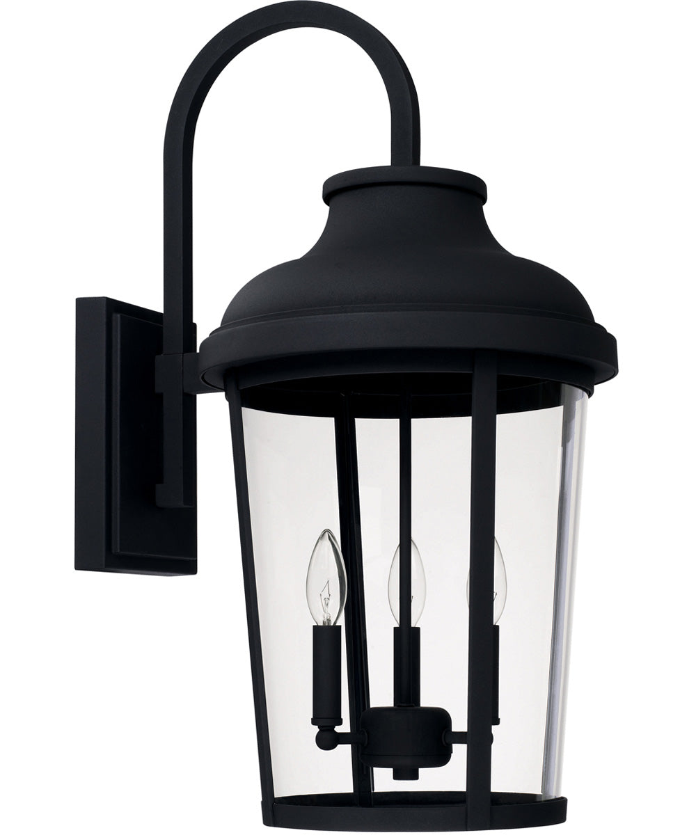 Dunbar 3-Light Outdoor Wall Mount Rain or Shine - Black with Clear Glass