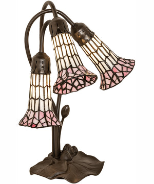 16" High Stained Glass Pond Lily 3 Light Accent Lamp