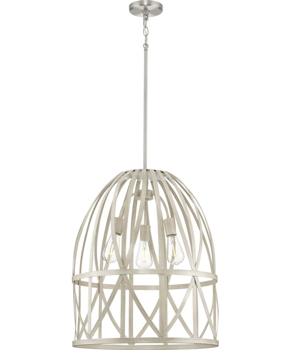 Chastain 3-Light Basket Farmhouse Pendant Light Bleached Oak