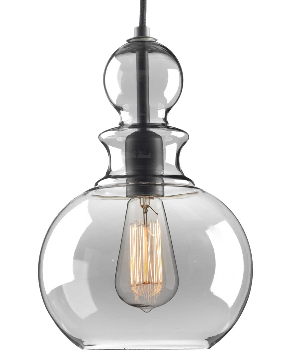 Staunton 1-Light Smoke Glass Global Pendant Light Graphite
