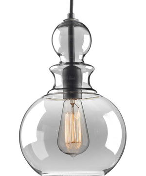 Staunton 1-Light Smoke Glass Global Pendant Light Graphite