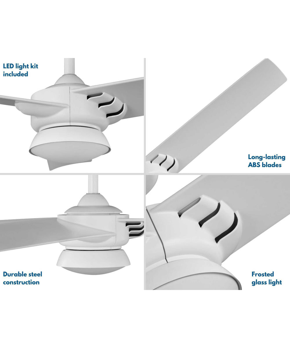 Edwidge 3-Blade White 52-Inch DC Motor LED Contemporary Ceiling Fan Satin White