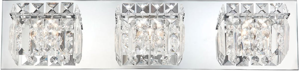 21"W Crown 3-Light Vanity Chrome/Clear Crystal Glass