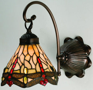7"W Tiffany Scarlet Dragonfly Wall Sconce