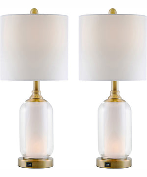 Garton 1-Light 2 Pack-Table Lamp With Nite Antique Brass/White Shade