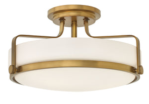 18"W Harper 3-Light Semi Flush Mount in Heritage Brass