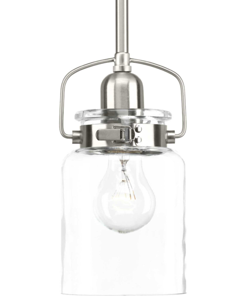 Calhoun 1-Light Clear Glass Farmhouse Mini-Pendant Light Brushed Nickel