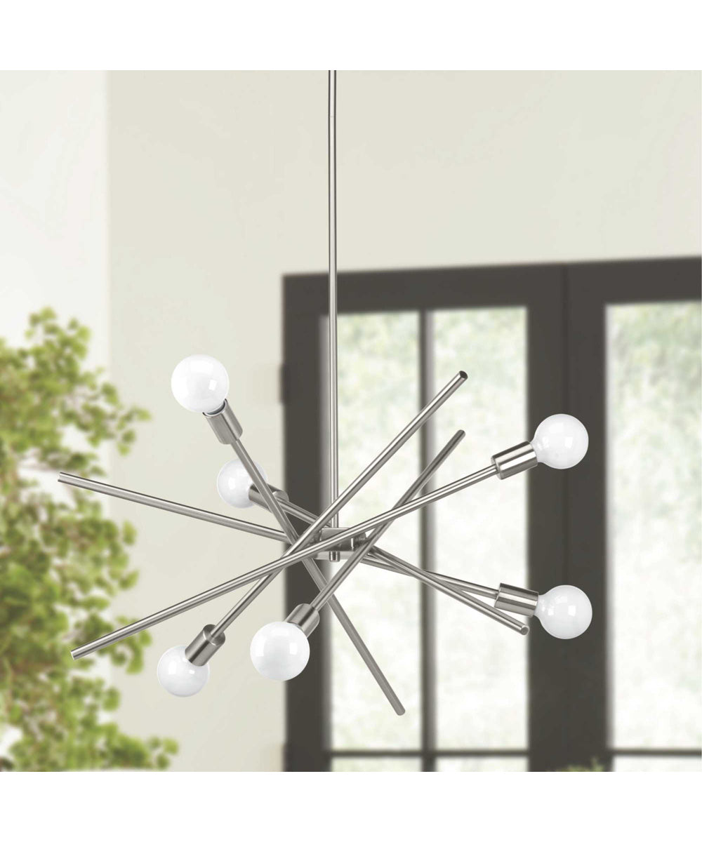 Astra 6-Light Mid-Century Modern Chandelier Light Brushed Nickel