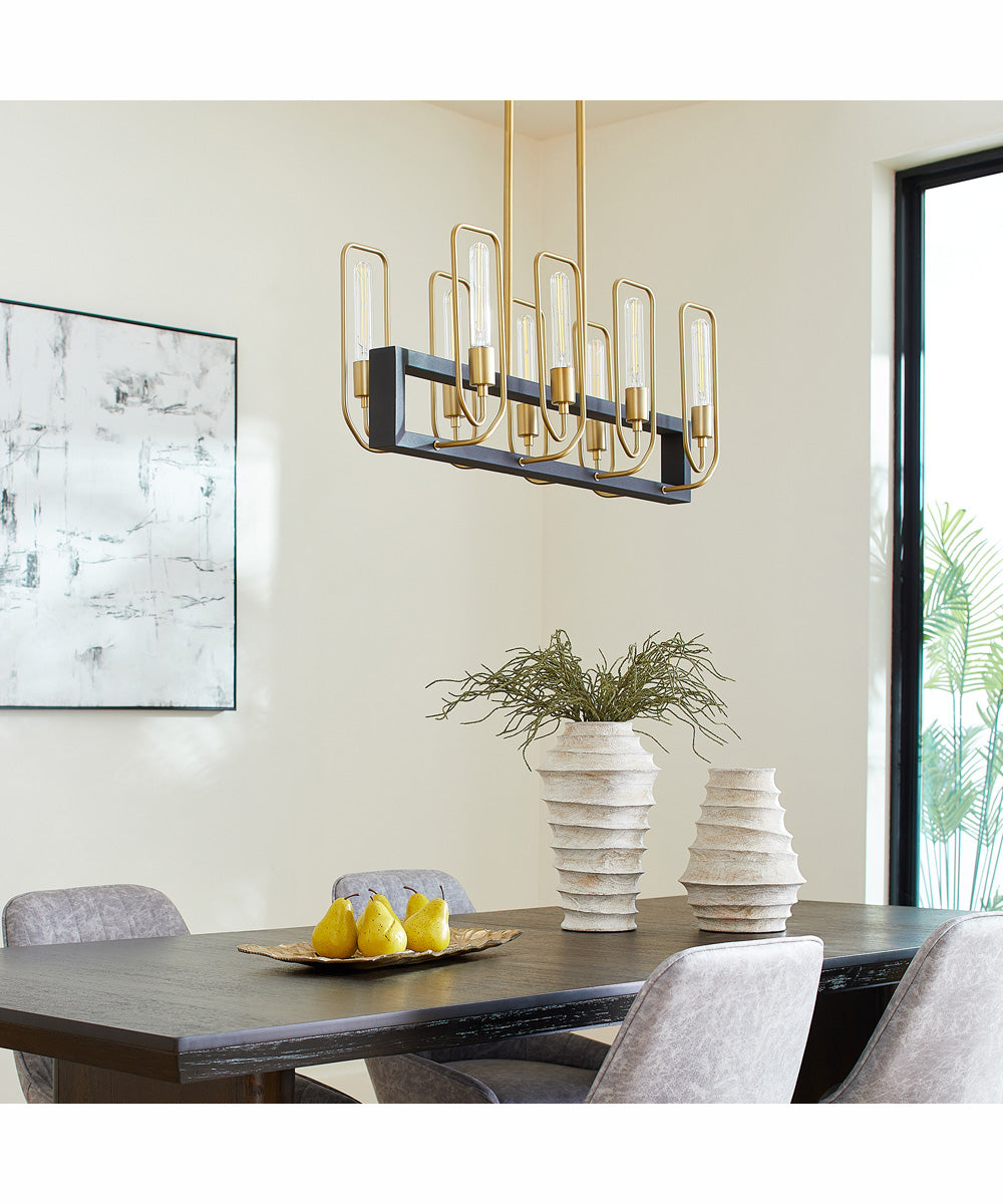 Howe 8-light Chandelier Textured Black w/ Aged Brass