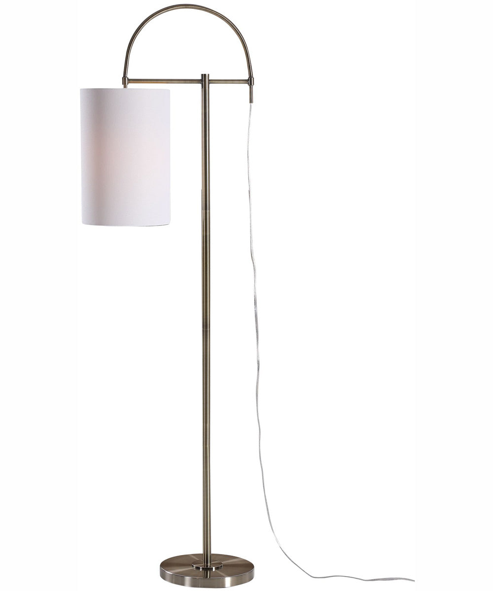 66"H 1-Light Floor Lamp Iron in Antique Brushed Brass with a Rectangular Shade