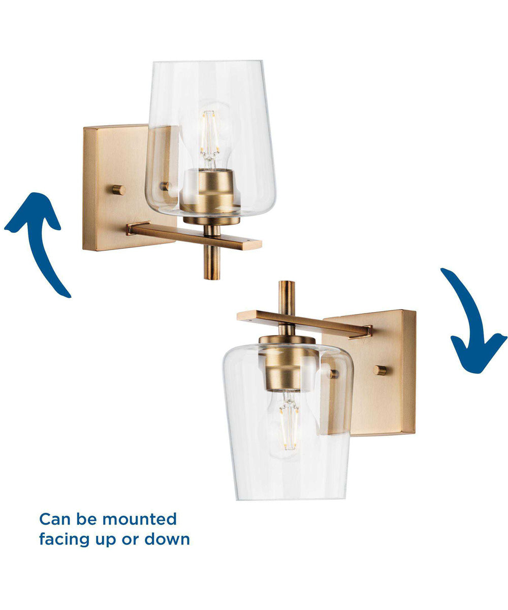 Calais 1-Light New Traditional Clear Glass Bath Vanity Light Vintage Brass