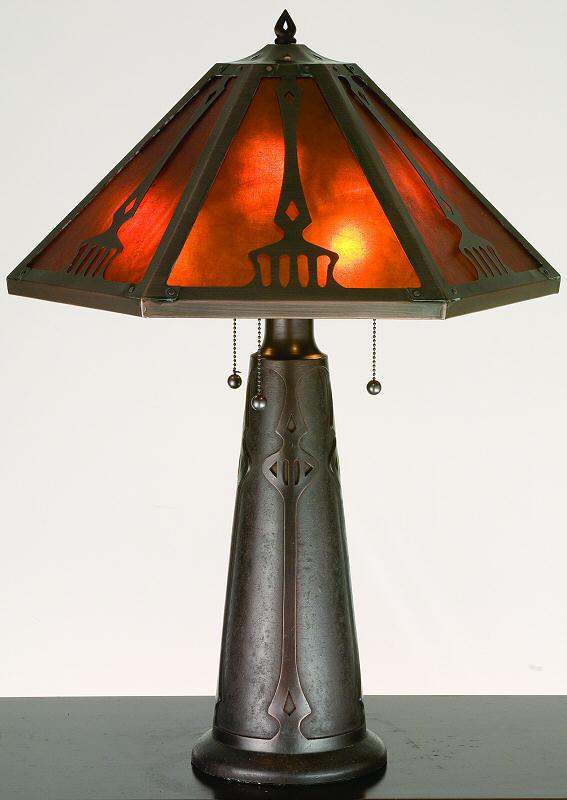 29"H Grenway  Tiffany Table Lamp Washed Mahogany Bronze