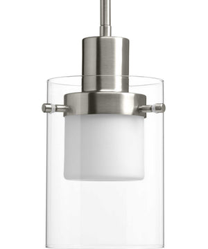 Moderna LED Clear Glass Mid-Century Modern Pendant Light Brushed Nickel