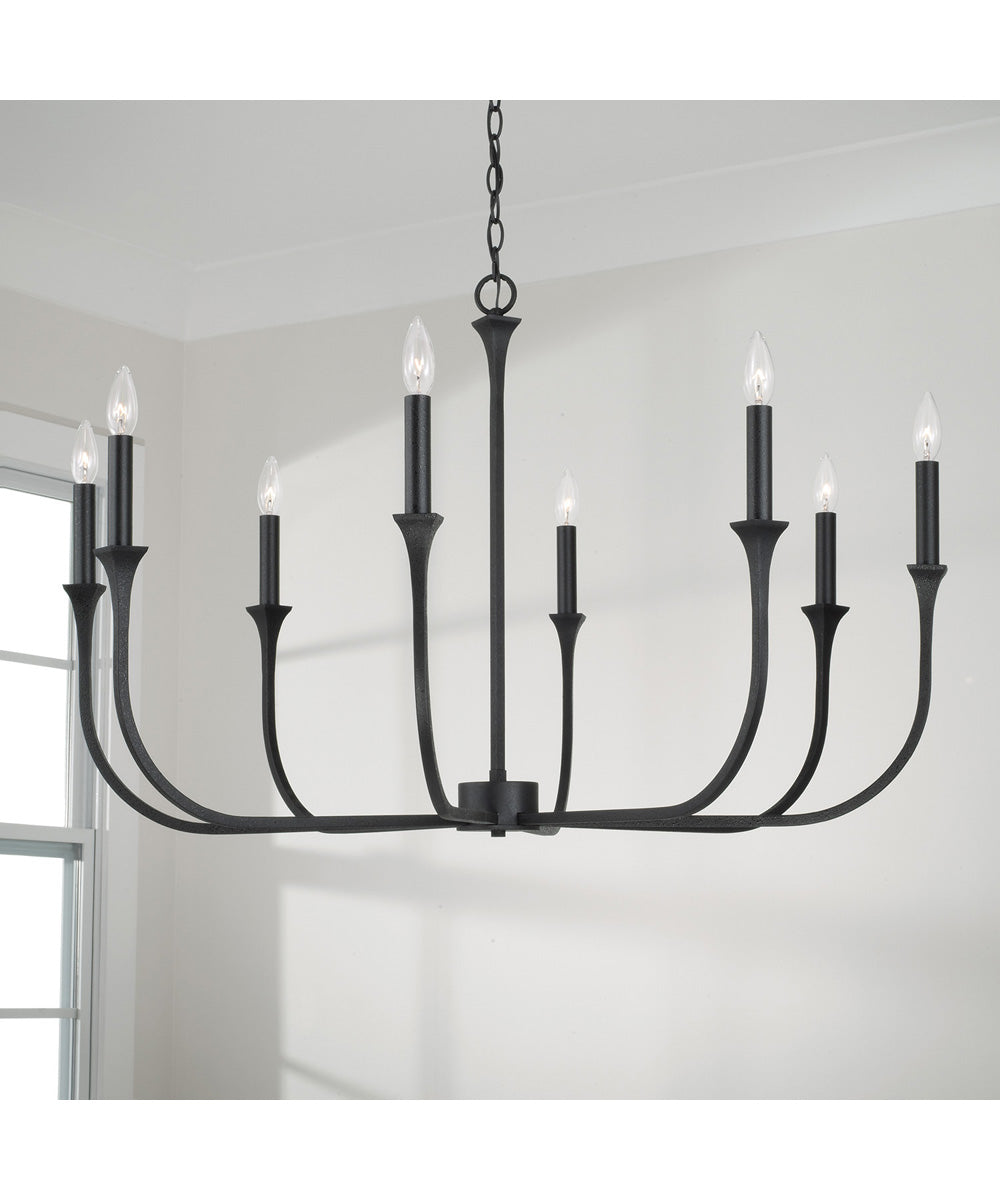 Decklan 8-Light Chandelier Black Iron