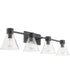 Beldar 4-light Bath Vanity Light Matte Black w/ Clear Glass