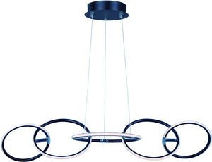 43"W Ringer LED Pendant Black and Polished Chrome