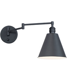 Library 1-Light Wall Sconce Horizontal Swing Arm Black
