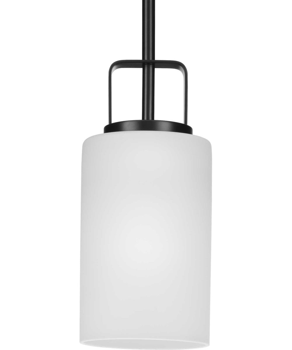 League 1-Light Etched Glass Modern Farmhouse Mini-Pendant Hanging Light Matte Black