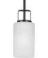 League 1-Light Etched Glass Modern Farmhouse Mini-Pendant Hanging Light Matte Black