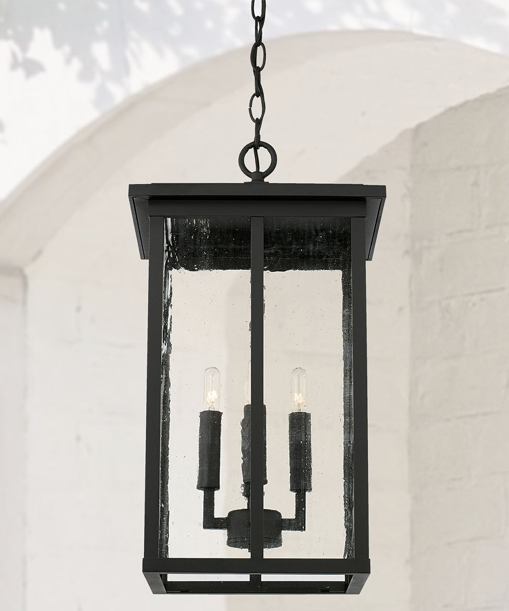 Barrett 4-Light Outdoor Hanging-Lantern Rain or Shine - Black