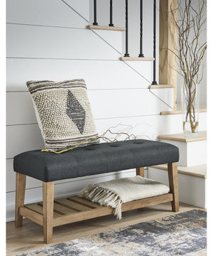 Cabellero Upholstered Accent Bench Charcoal/Brown