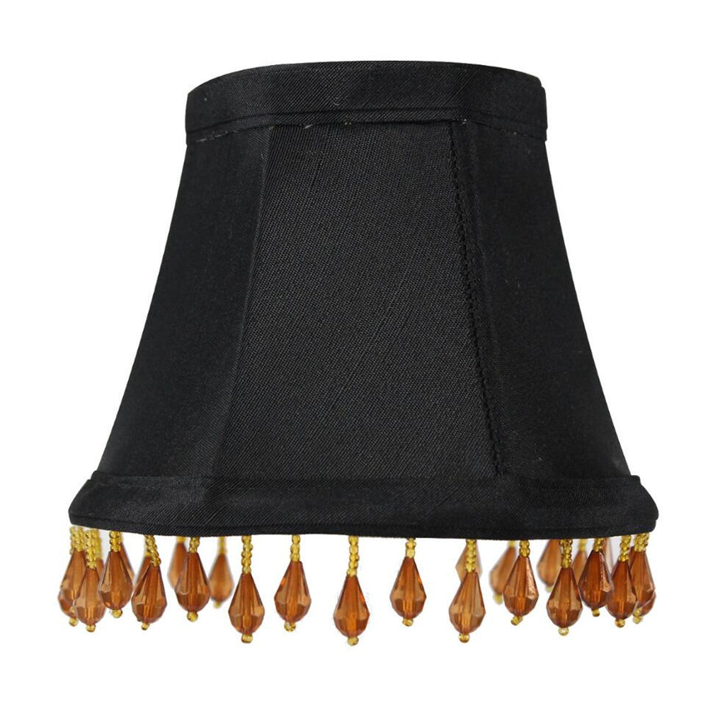 5"W x 4"H Candelabra Stretch with Gold Liner Amber Beads Clip-On Lampshade
