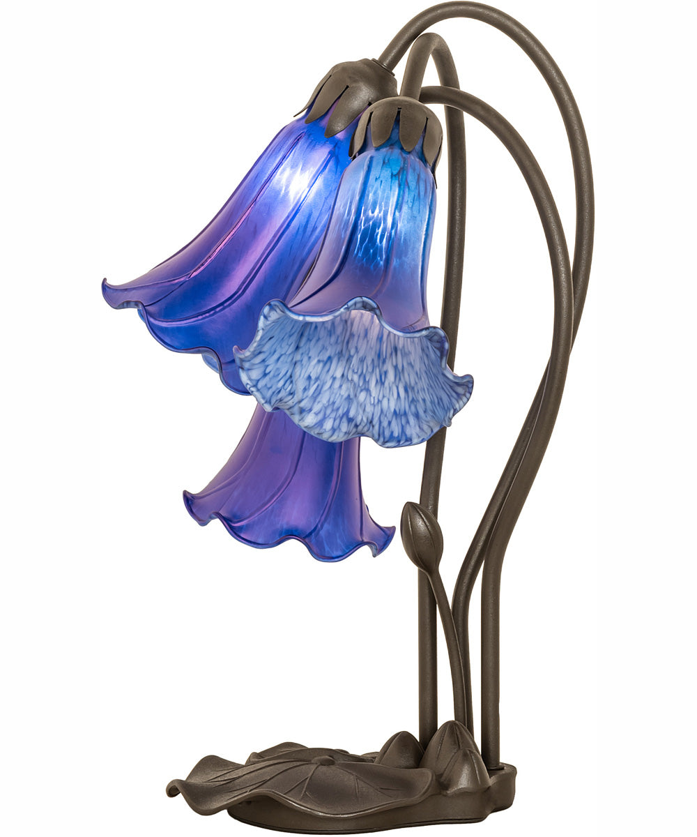 16" High Blue Tiffany Pond Lily 3 Light Accent Lamp