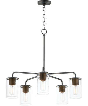 Sleek 5-Light Chandelier Antique Brass / Black