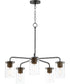 Sleek 5-Light Chandelier Antique Brass / Black
