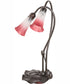 16" High Pink/White Tiffany Pond Lily 2 Light Accent Lamp
