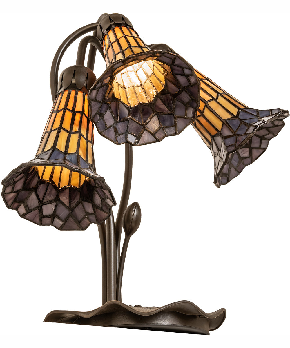 16" High Stained Glass Pond Lily 3 Light Accent Lamp