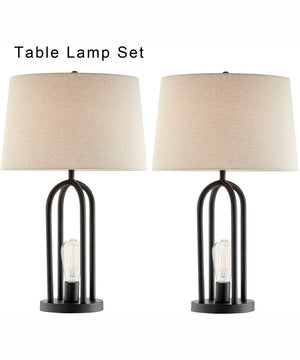Galina 1-Light 2 Pack-Table Lamp With N.Light Black/Oatmeal Shade
