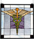 18"H Medical Stained Glass Window
