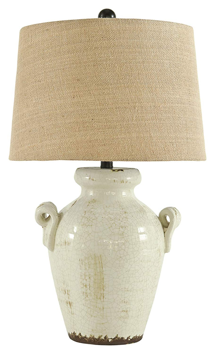 28"H Emelda Ceramic Table Lamp (1/CN) Cream