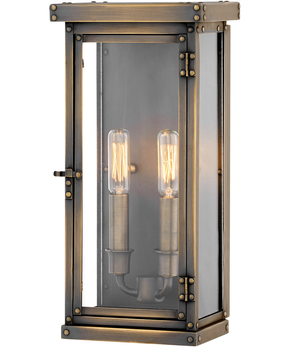 Hamilton 2-Light Medium Outdoor Wall Mount Lantern in Dark Antique Brass